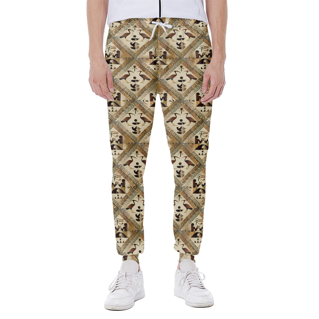 Egyptian Hieroglyphs Pattern Print Scuba Joggers