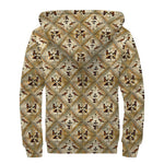 Egyptian Hieroglyphs Pattern Print Sherpa Lined Zip Up Hoodie