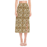 Egyptian Hieroglyphs Pattern Print Side Slit Midi Skirt