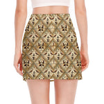 Egyptian Hieroglyphs Pattern Print Side Slit Mini Skirt