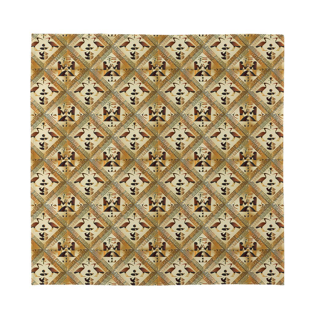 Egyptian Hieroglyphs Pattern Print Silk Bandana
