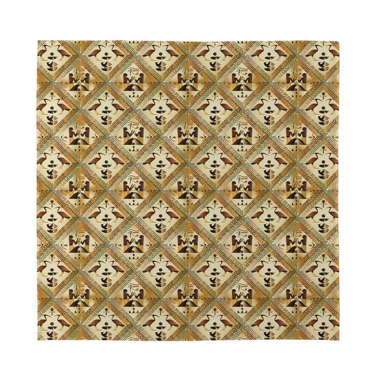 Egyptian Hieroglyphs Pattern Print Silk Bandana
