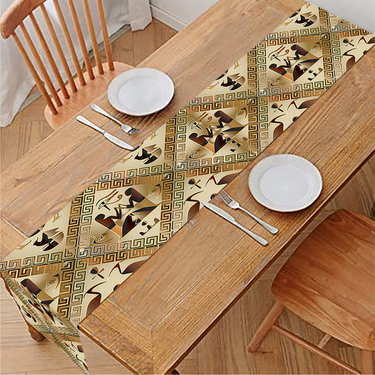 Egyptian Hieroglyphs Pattern Print Table Runner