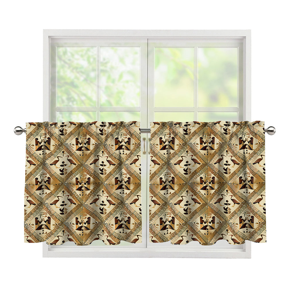 Egyptian Hieroglyphs Pattern Print Tier Curtains