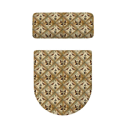 Egyptian Hieroglyphs Pattern Print Toilet Lid And Tank Cover Set
