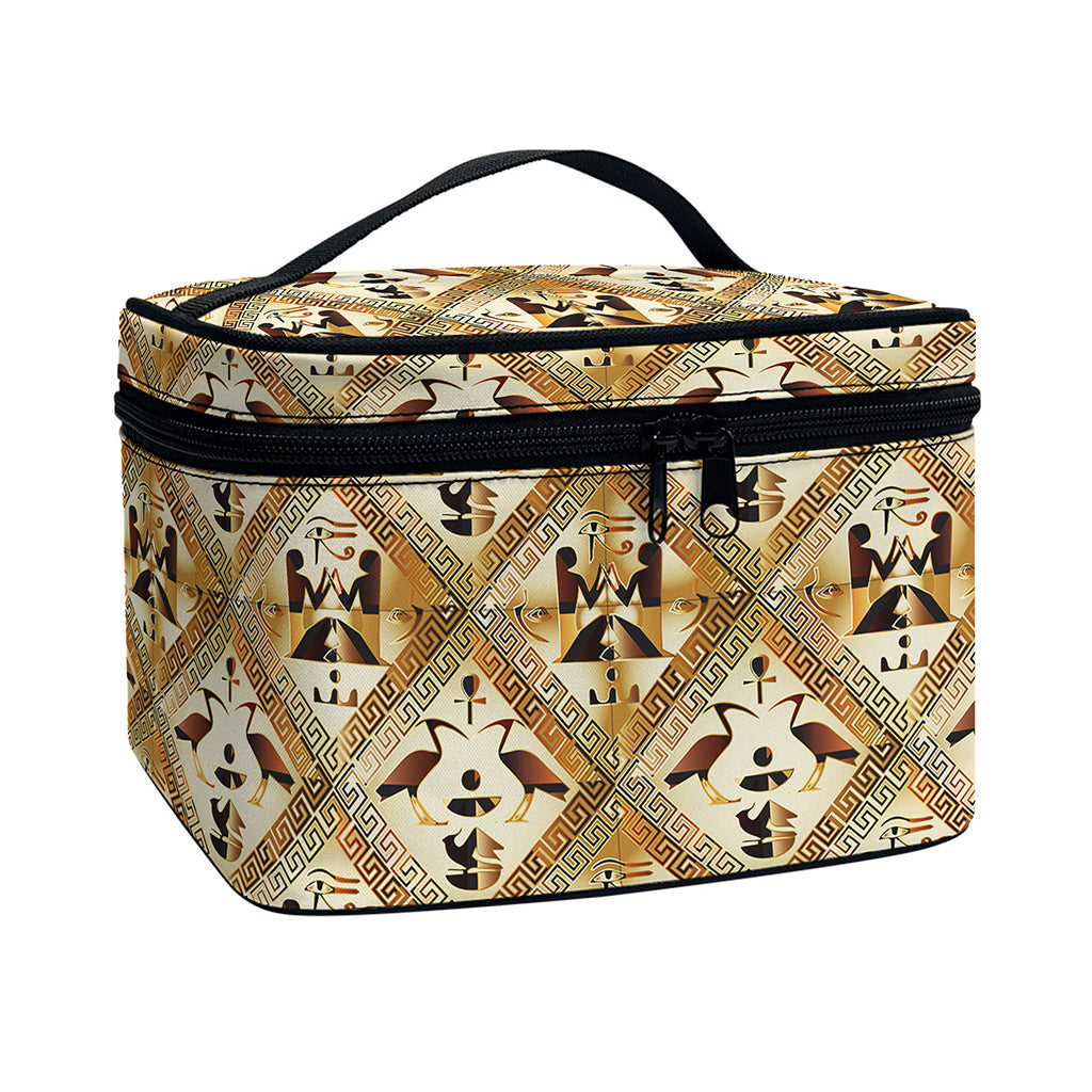 Egyptian Hieroglyphs Pattern Print Travel Makeup Bag
