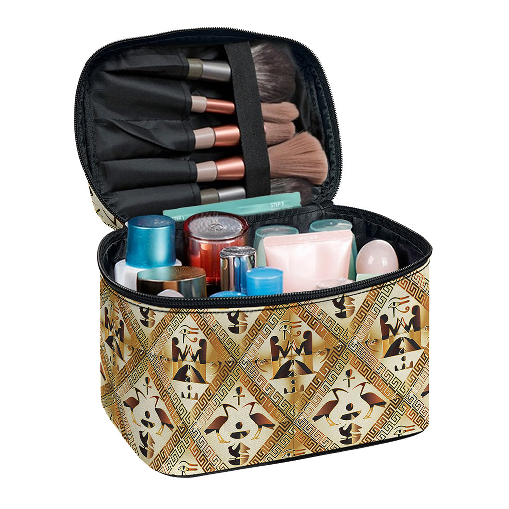 Egyptian Hieroglyphs Pattern Print Travel Makeup Bag