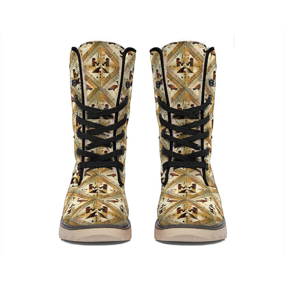 Egyptian Hieroglyphs Pattern Print Winter Boots