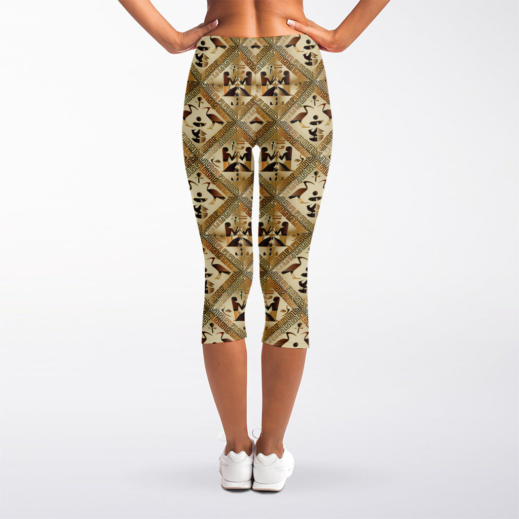 Egyptian Hieroglyphs Pattern Print Women's Capri Leggings