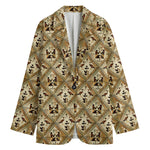 Egyptian Hieroglyphs Pattern Print Women's Cotton Blazer