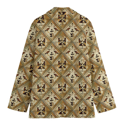 Egyptian Hieroglyphs Pattern Print Women's Cotton Blazer