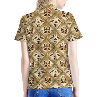 Egyptian Hieroglyphs Pattern Print Women's Polo Shirt