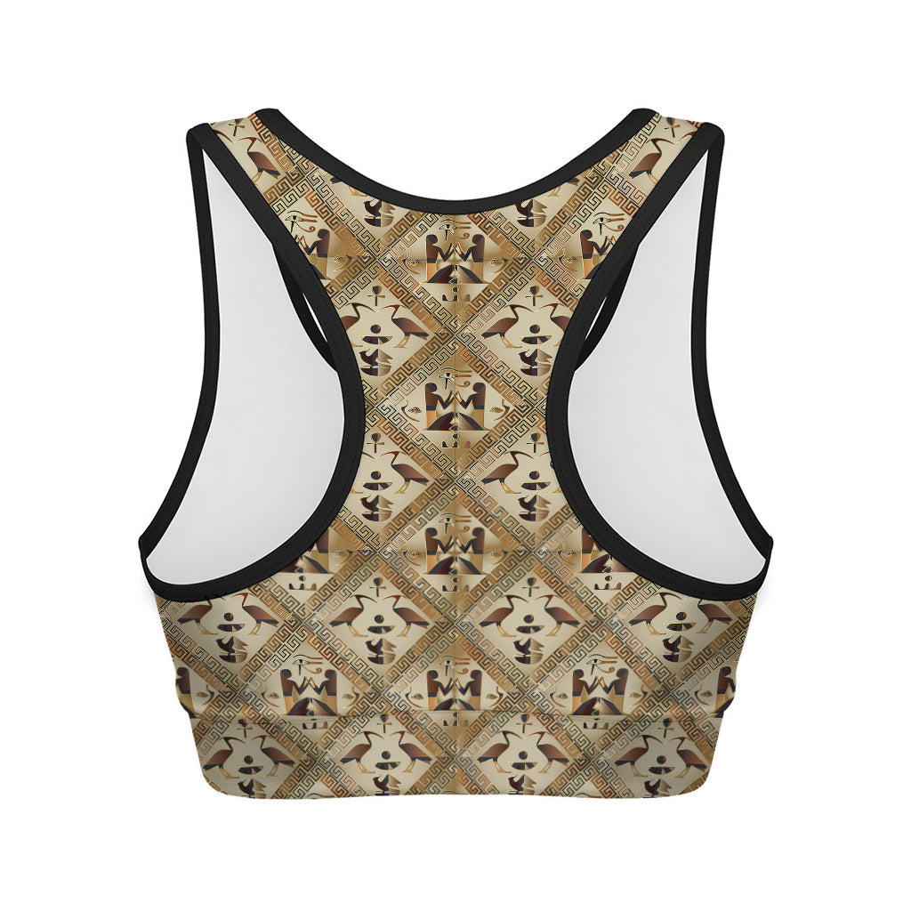 Egyptian Hieroglyphs Pattern Print Women's Sports Bra