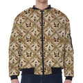 Egyptian Hieroglyphs Pattern Print Zip Sleeve Bomber Jacket