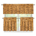 Egyptian Hieroglyphs Print 3 Piece Kitchen Curtains