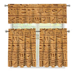 Egyptian Hieroglyphs Print 3 Piece Kitchen Curtains