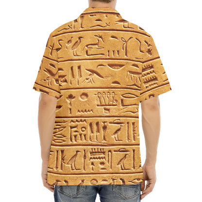 Egyptian Hieroglyphs Print Aloha Shirt