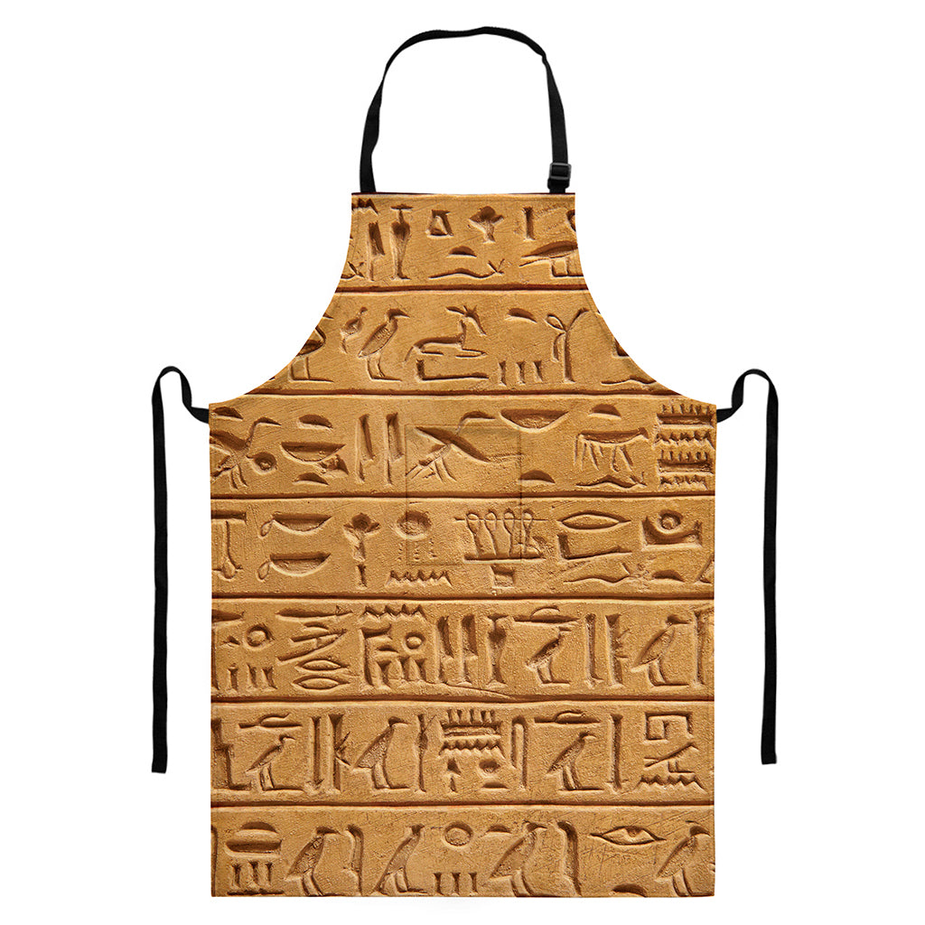 Egyptian Hieroglyphs Print Bib Apron With Pocket