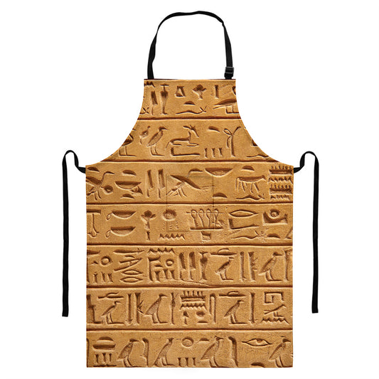 Egyptian Hieroglyphs Print Bib Apron With Pocket