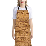 Egyptian Hieroglyphs Print Bib Apron With Pocket