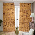 Egyptian Hieroglyphs Print Dimout Pencil Pleat Curtains
