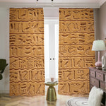 Egyptian Hieroglyphs Print Blackout Pencil Pleat Curtains
