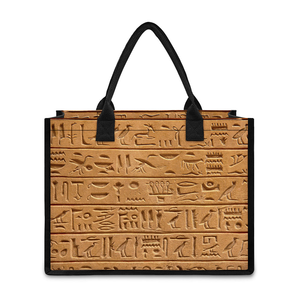 Egyptian Hieroglyphs Print Canvas Tote Bag