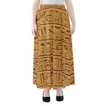 Egyptian Hieroglyphs Print Chiffon Maxi Skirt
