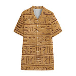Egyptian Hieroglyphs Print Cotton Hawaiian Shirt