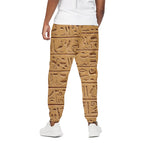 Egyptian Hieroglyphs Print Cotton Pants