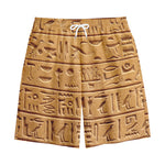 Egyptian Hieroglyphs Print Cotton Shorts
