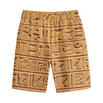 Egyptian Hieroglyphs Print Cotton Shorts