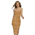 Egyptian Hieroglyphs Print Cross Back Cami Dress