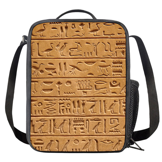 Egyptian Hieroglyphs Print Crossbody Lunch Bag