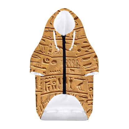 Egyptian Hieroglyphs Print Dog Zip Up Hoodie