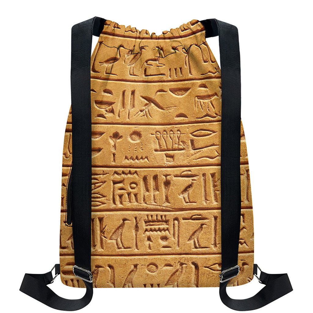 Egyptian Hieroglyphs Print Drawstring Backpack