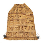 Egyptian Hieroglyphs Print Drawstring Bag