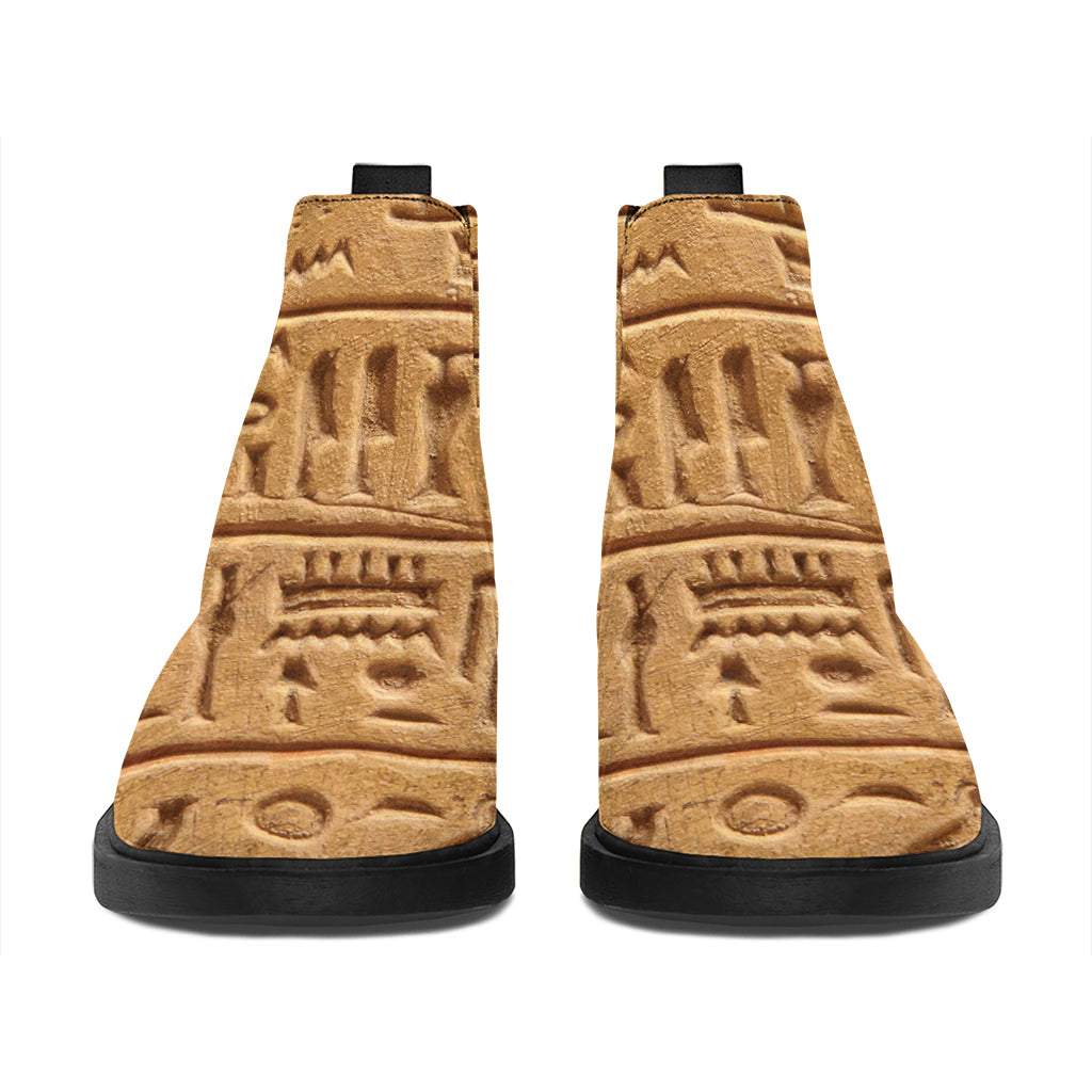 Egyptian Hieroglyphs Print Flat Ankle Boots