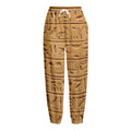 Egyptian Hieroglyphs Print Fleece Lined Knit Pants