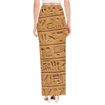 Egyptian Hieroglyphs Print High Slit Maxi Skirt