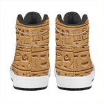 Egyptian Hieroglyphs Print High Top Leather Sneakers