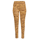 Egyptian Hieroglyphs Print High-Waisted Pocket Leggings