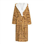 Egyptian Hieroglyphs Print Hooded Bathrobe