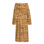 Egyptian Hieroglyphs Print Hooded Bathrobe