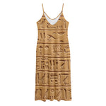 Egyptian Hieroglyphs Print Jersey Midi Cami Dress