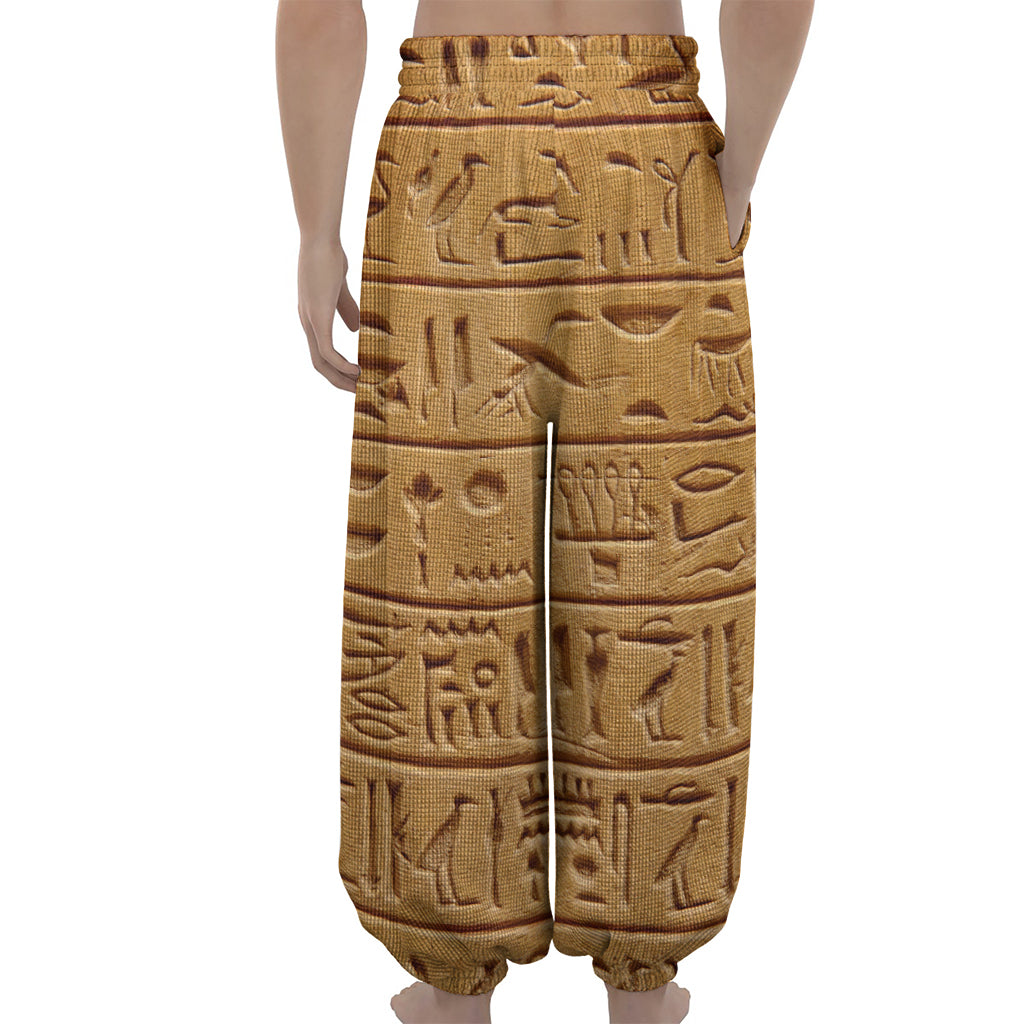 Egyptian Hieroglyphs Print Lantern Pants