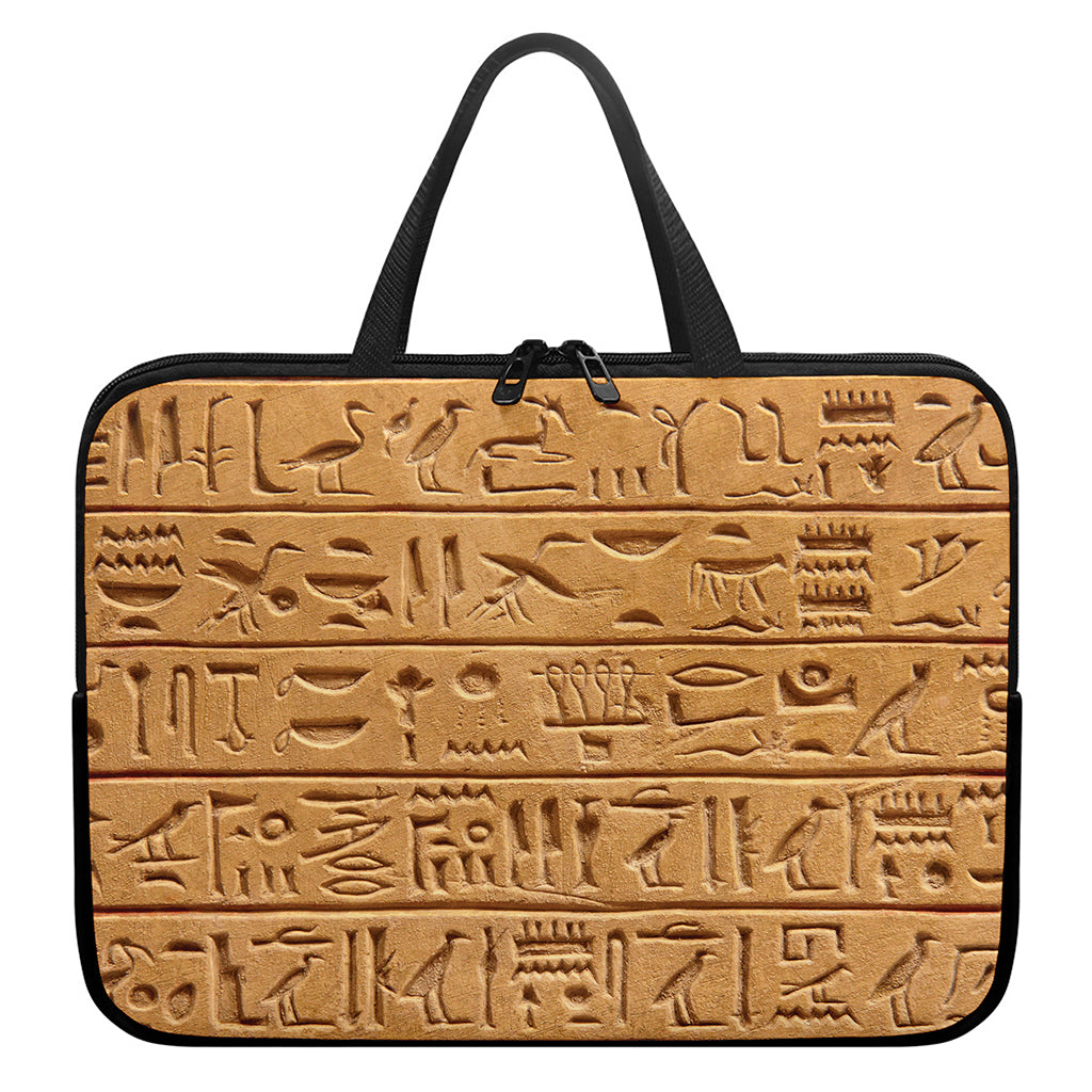 Egyptian Hieroglyphs Print Laptop Sleeve With Handle