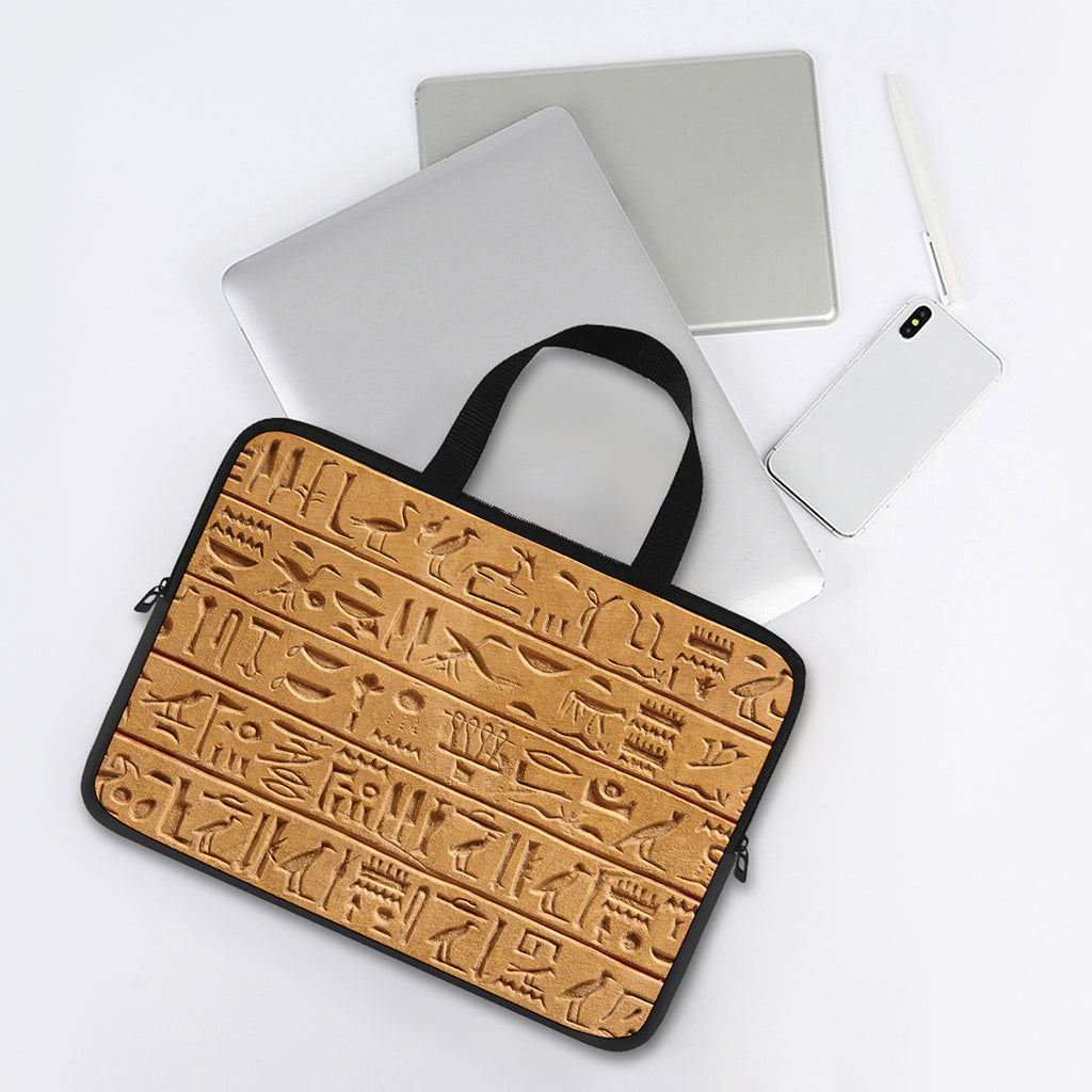 Egyptian Hieroglyphs Print Laptop Sleeve With Handle