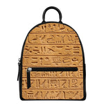 Egyptian Hieroglyphs Print Leather Backpack