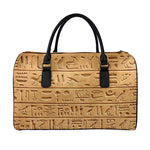 Egyptian Hieroglyphs Print Leather Duffle Bag